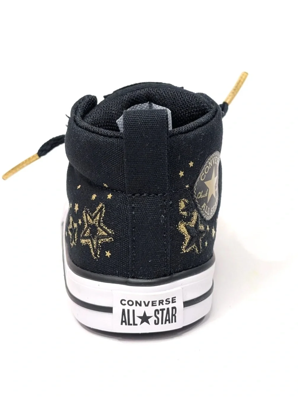 Converse Kids Black High-Top Sneakers with Gold Star Accents